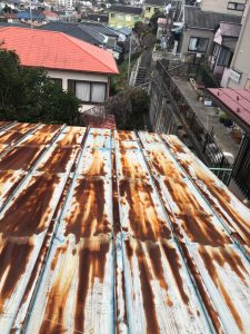 横浜市中区にて屋根塗装・部分的な屋根改修工事施工前