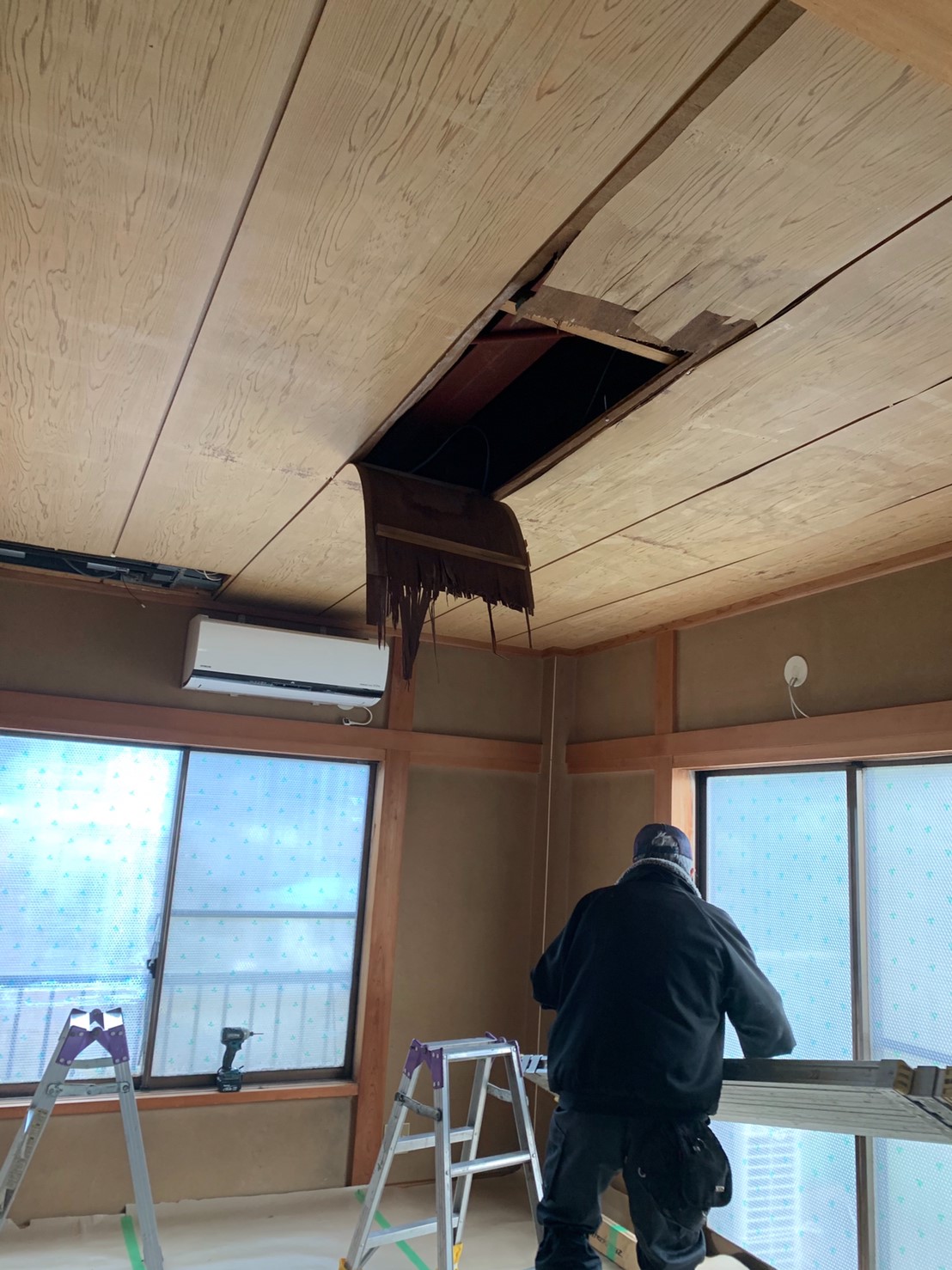 相模原市にて和室の天井張り替え工事 施工前写真