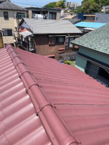 横浜市中区　雨漏り修理　大屋根施工前　葺き替え工事